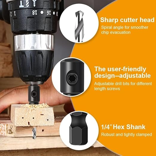Countersink Wood Drill Bit Set طقم ريش حديد لتخويش الخشب