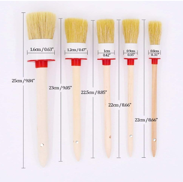 Car Cleaning Brush Set 5PCs, Pure Bristle