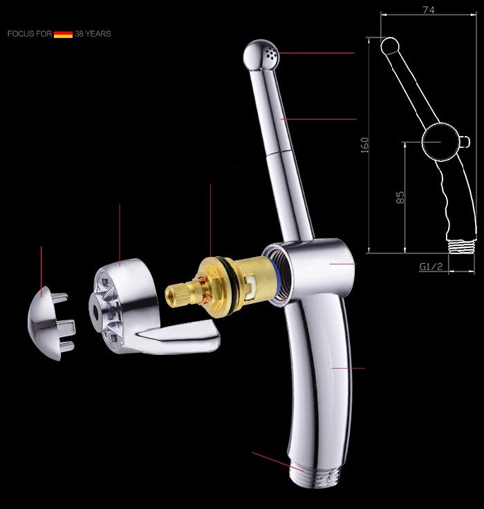 753228 High Quality Shattaf Brass Valve With Stainless Steel Hose