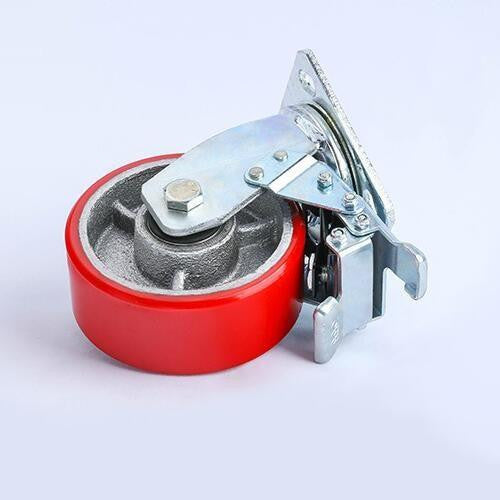 Cast Iron PU Wheel Swivel With Brake دولاب عرباية صناعي
