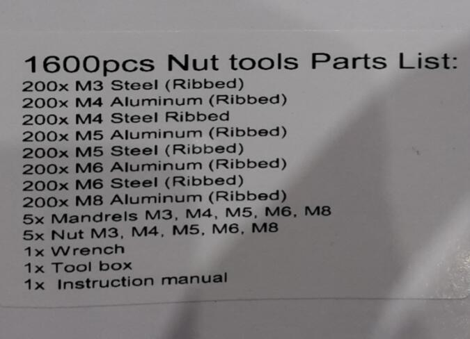 Nuts Rivet Set 1600PCs