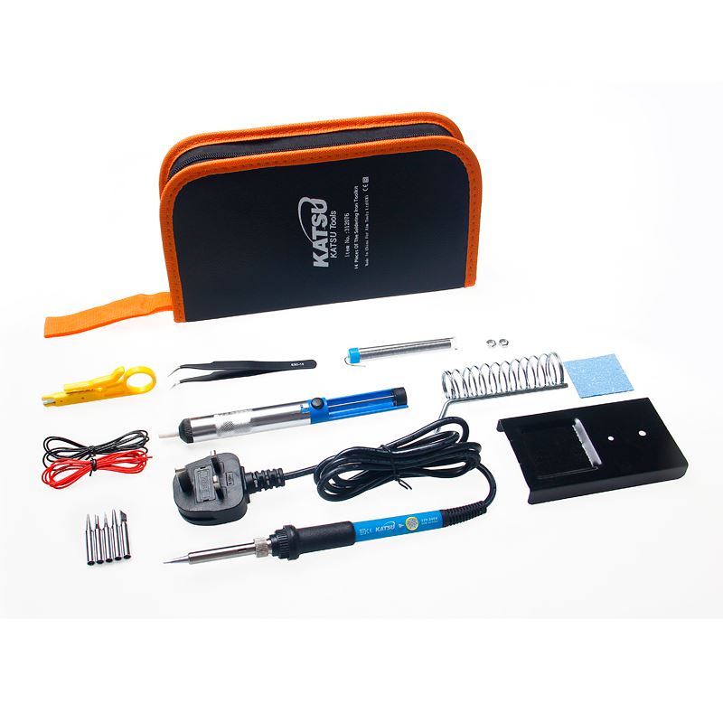 312076 Soldering Kit 60W Adjustable Temperature 14Pcs Set