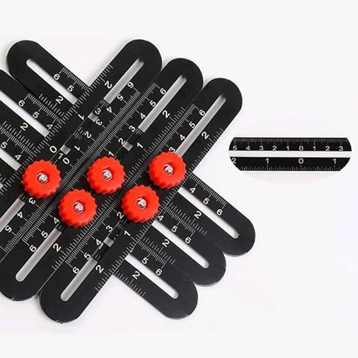TOPWAY Multi-Function Angle Measuring Ruler, 12 Sided Aluminum  مسطرة قص بلاط 12 زاوية