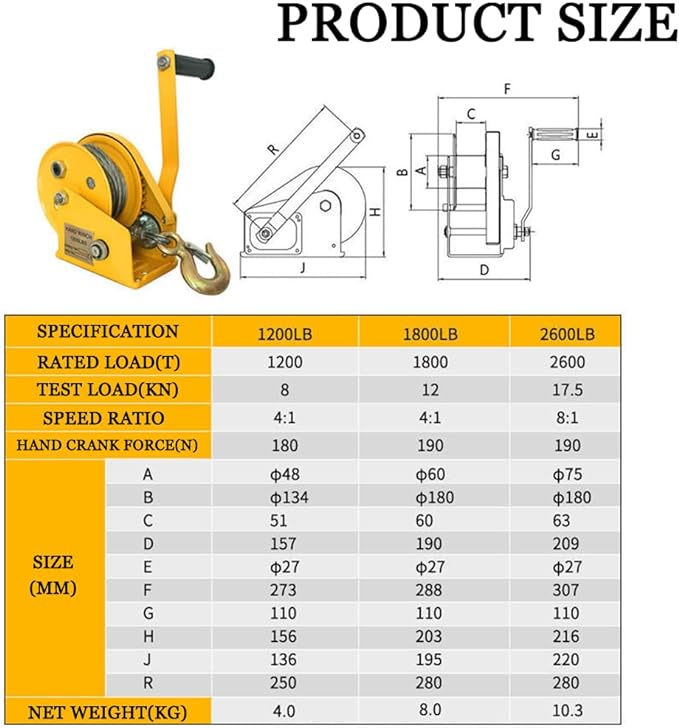 Brake Hand Winch 1800LB