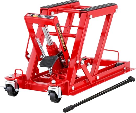 Motorcycle Lift Red مصممة لرفع وتثبيت الدراجات والمركبات