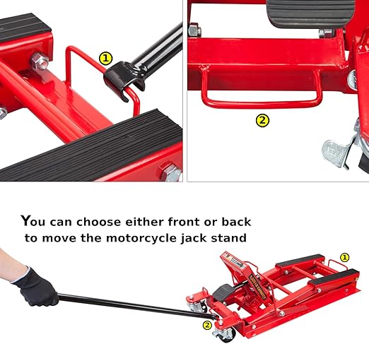Motorcycle Lift Red مصممة لرفع وتثبيت الدراجات والمركبات