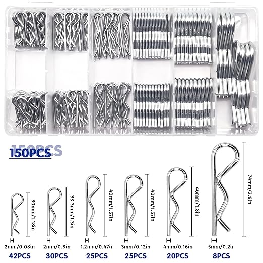 TPW Spring Cotter Split Pins R Shape Clips 150pcs