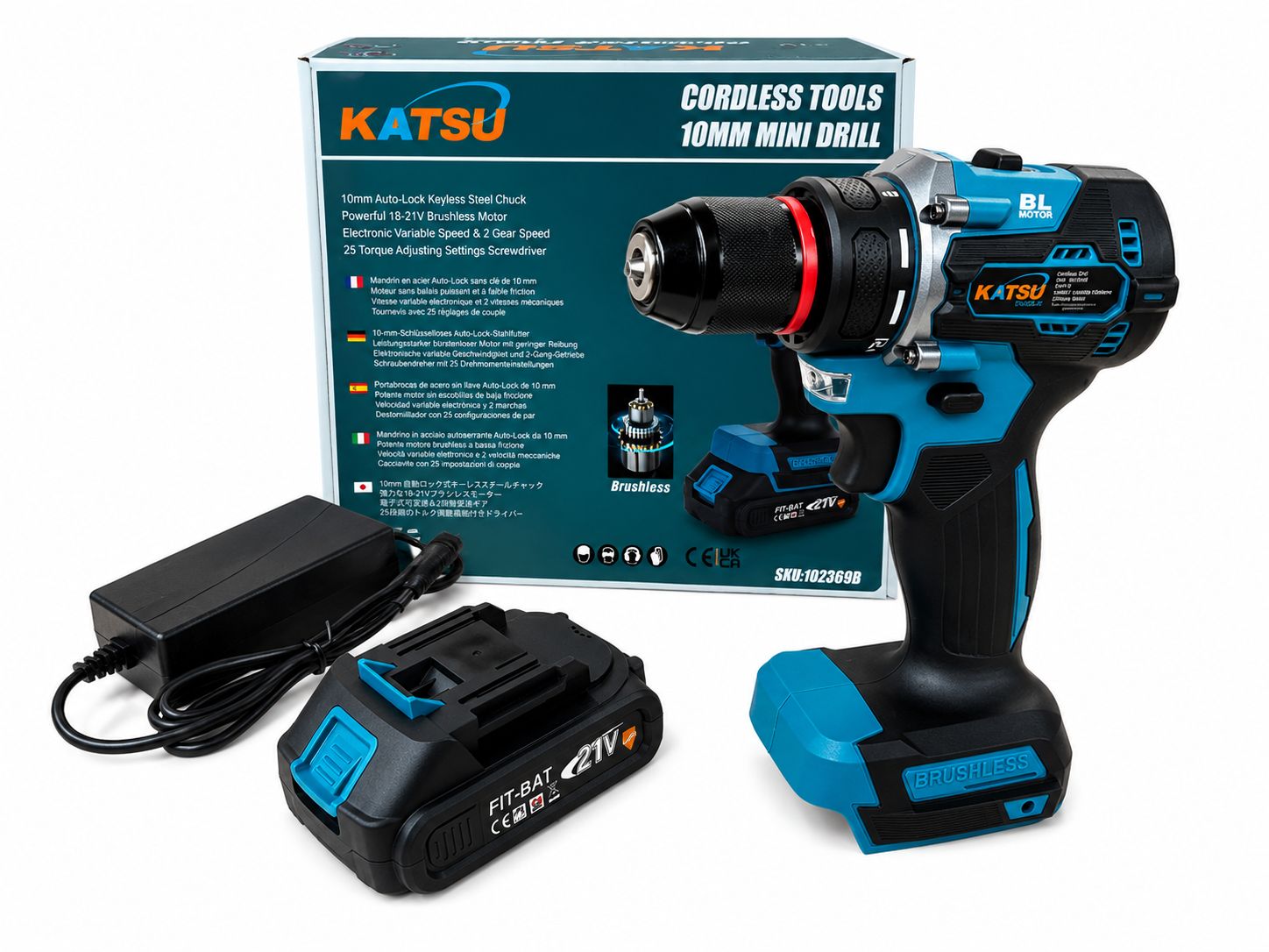 KATSU FIT-BAT Cordless Drill 10MM   مقدح بطارية