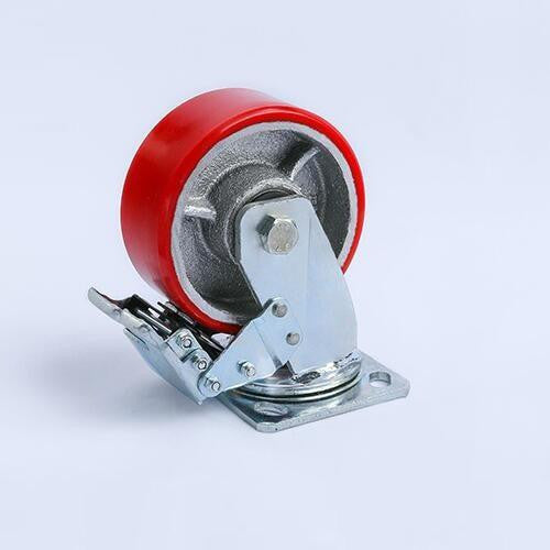 Cast Iron PU Wheel Swivel With Brake دولاب عرباية صناعي