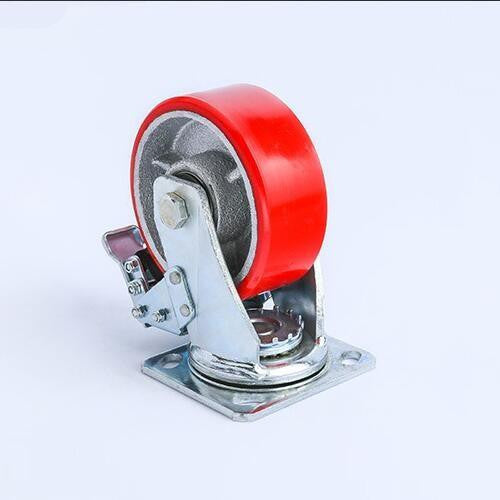 Cast Iron PU Wheel Swivel With Brake دولاب عرباية صناعي