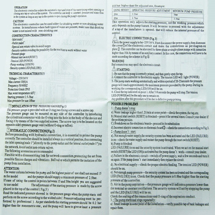 151017 Pressure Control Switch Yellow منظم ضغط للماء مع ساعة