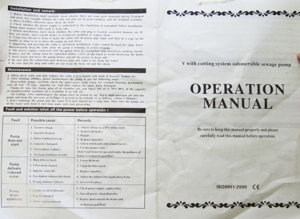 Sewage Water Pump With Cutter 2hp 1300w