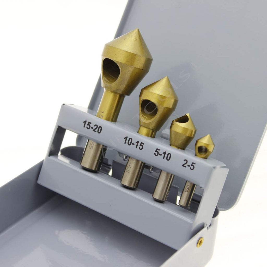 4PC HSS Countersink Drill Bits 2 - 20mm طقم ريش لتخويش الستانليس