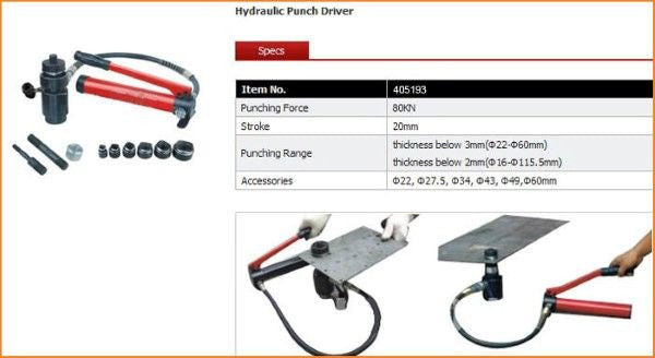 405193 KATSU 22 - 60.5mm Hydraulic Sheet Metal Puncher