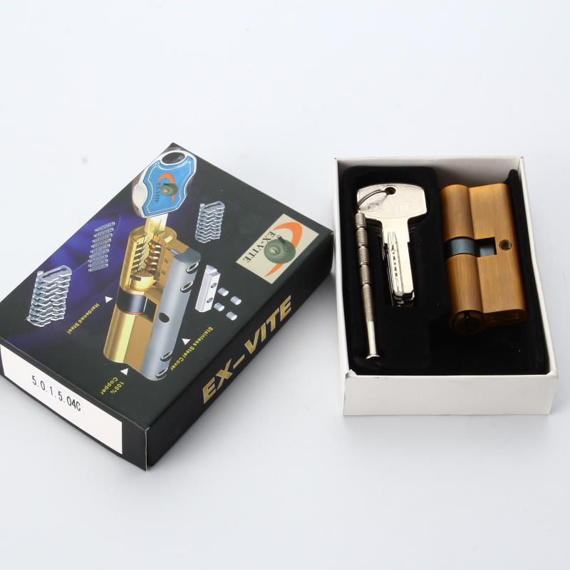 501504 Door Lock Cylinder Computer Single Line  5 Keys Copper