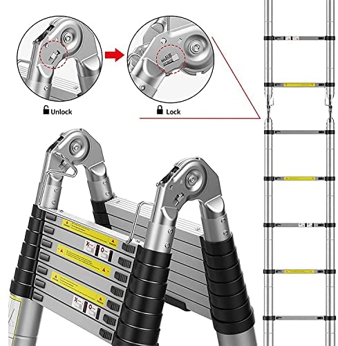 T338422 Aluminium Telescopic Foldable Ladder Lightweight  3.8M