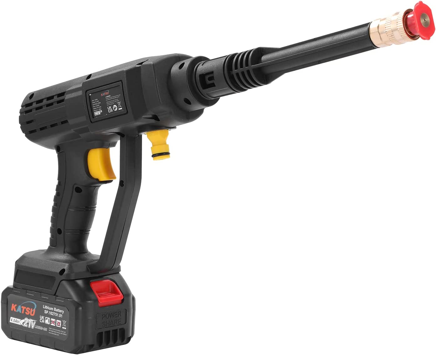 KATSU FIT-BAT 21V Cordless Pressure Washer with 4.0Ah Battery and Charger, Portable High Pressure Washer Cleaner Gun