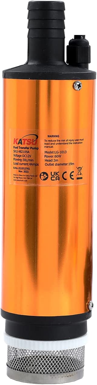 KATSU 12V DC Oil Fuel Diesel Transfer Pump, 51mm Diameter Aluminum Alloy