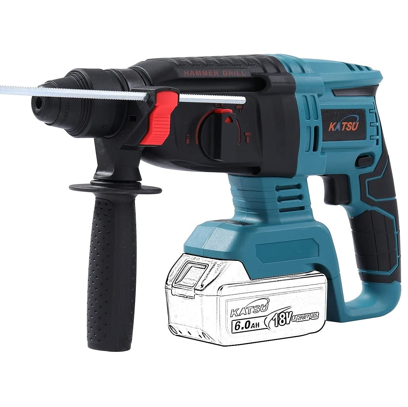 KATSU FIT-BAT 21V Cordless Brushless Motor SDS Rotary Hammer Drill 26mm Without Batteries