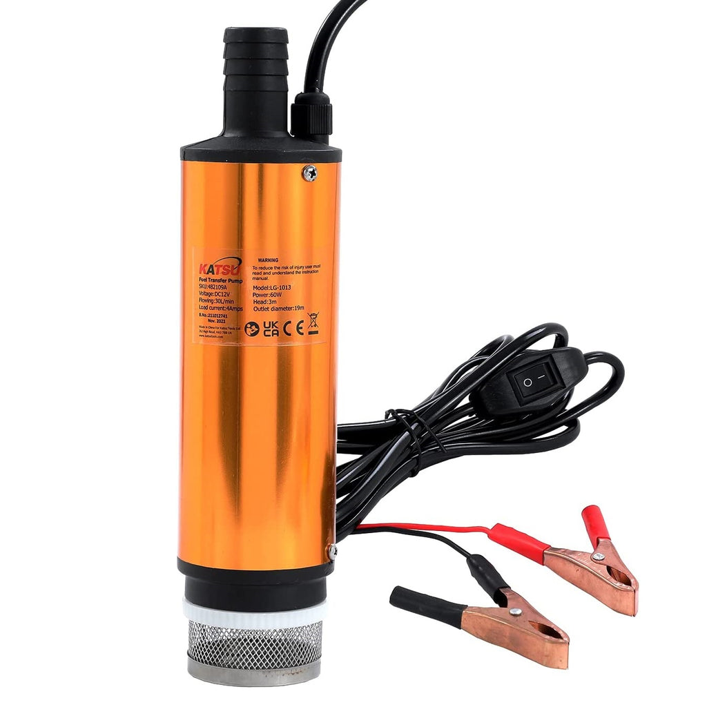 KATSU 12V DC Oil Fuel Diesel Transfer Pump, 51mm Diameter Aluminum Alloy