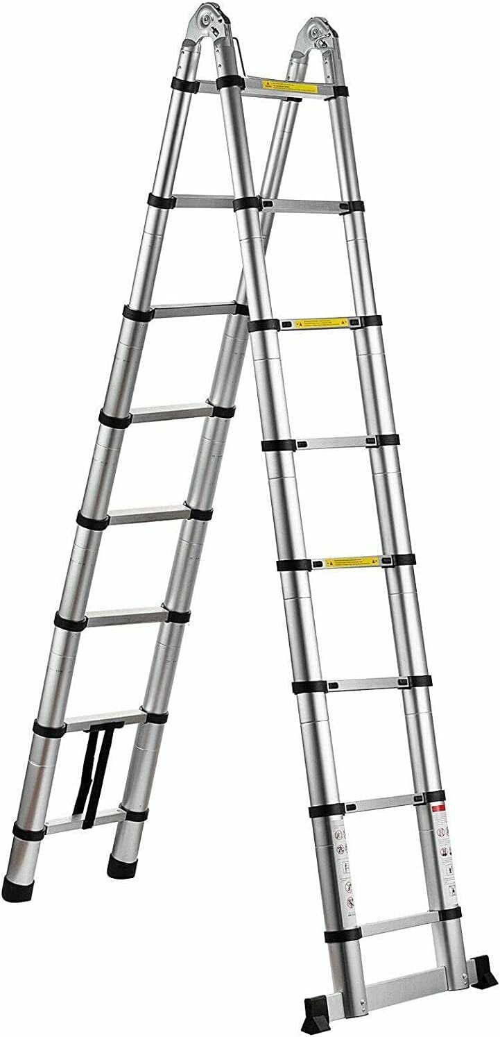 T338422 Aluminium Telescopic Foldable Ladder Lightweight  3.8M