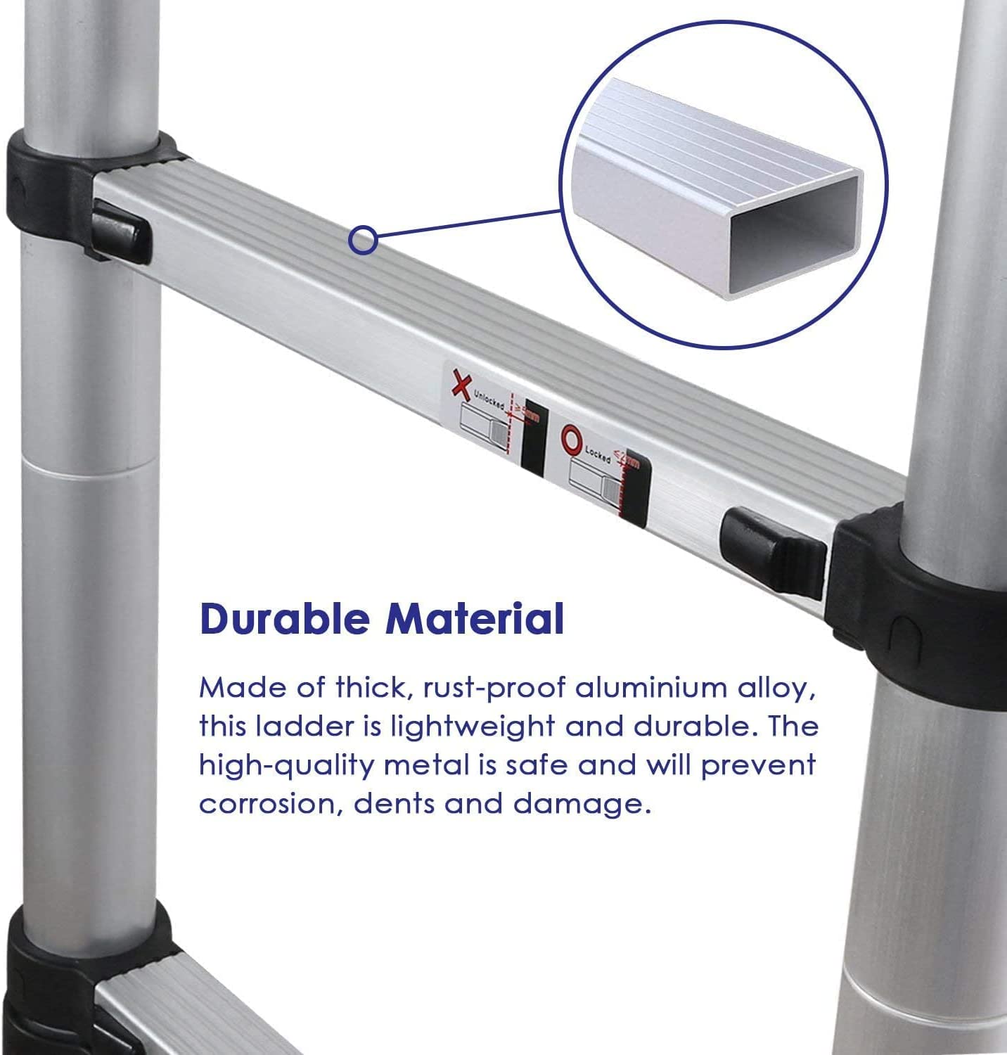 T338410 Aluminium Telescoping Ladder Lightweight 2M