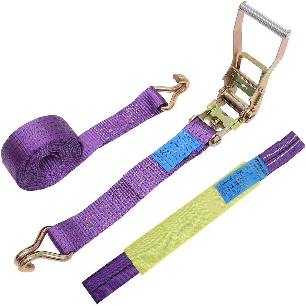 451870 Car Recovery Ratchet Tie Down Straps - 4 Pieces