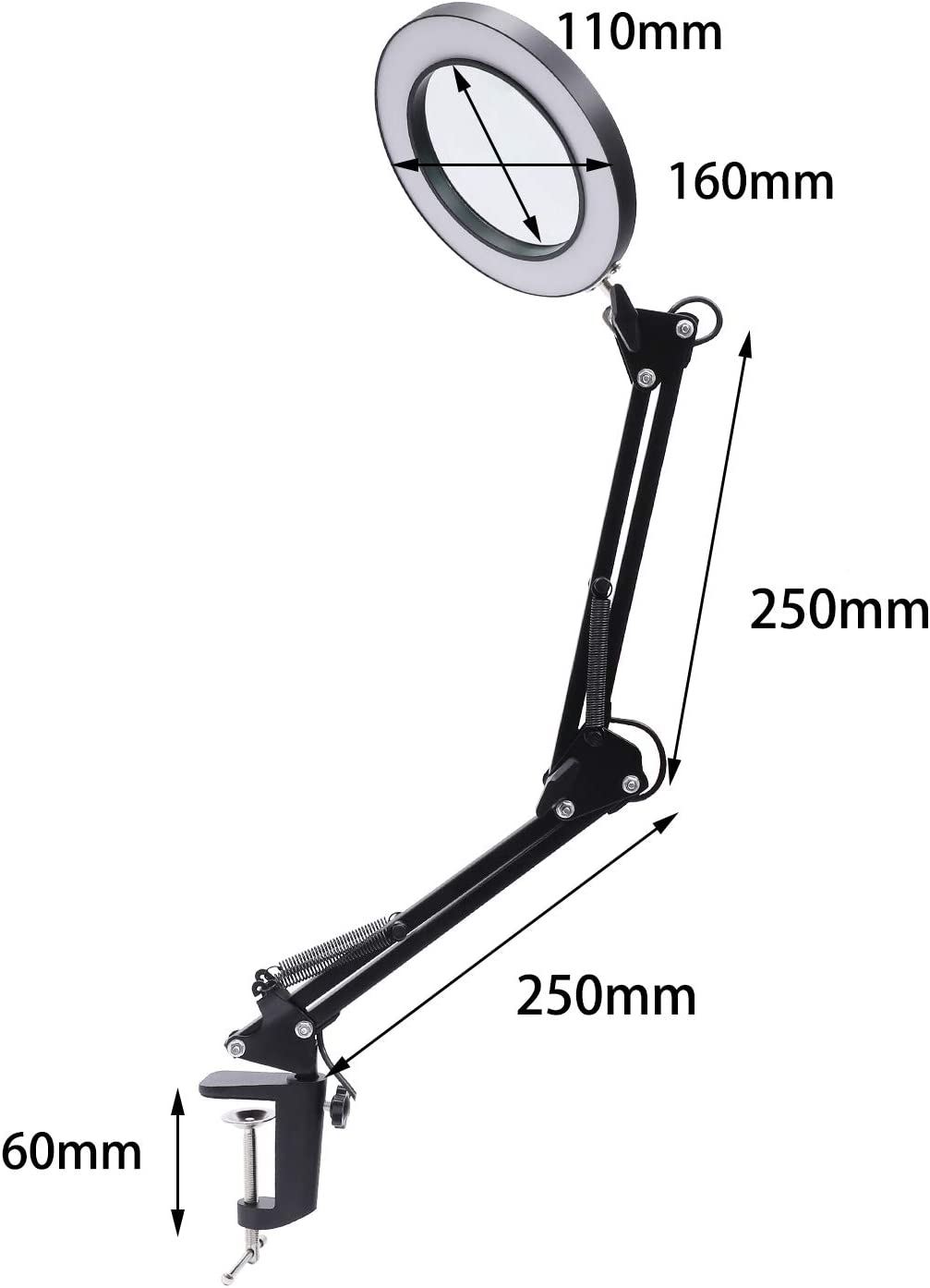 5X LED Magnifying Light w/Clamp 250mm Black