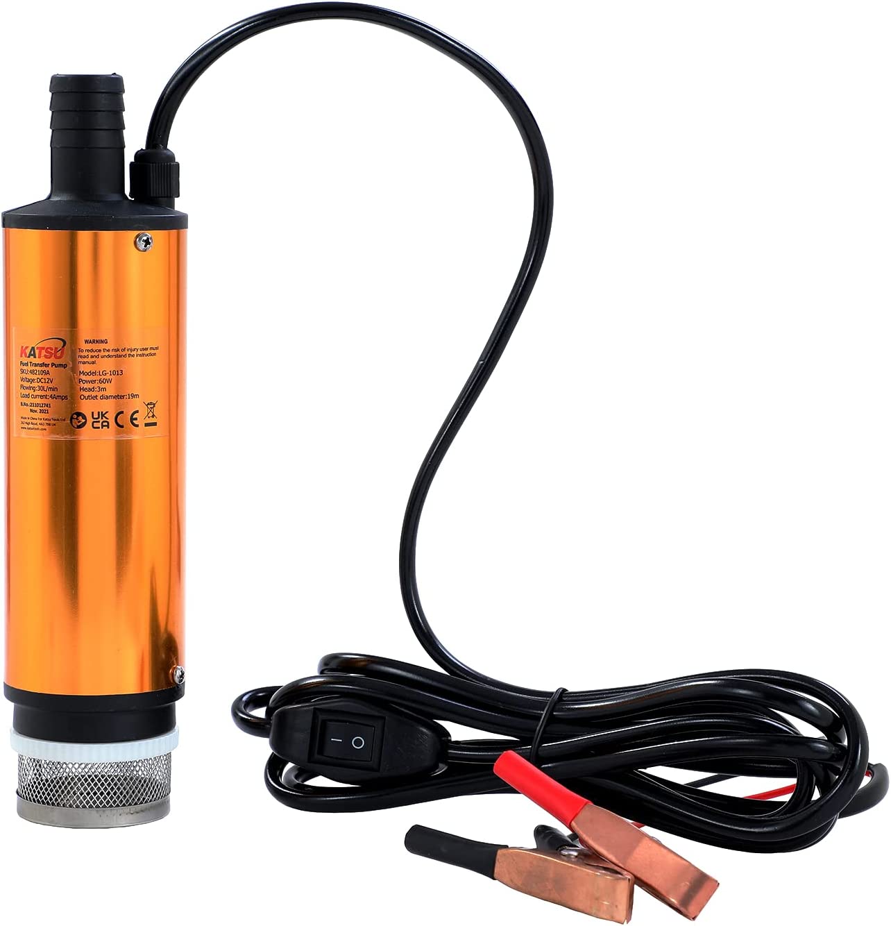 KATSU 12V DC Oil Fuel Diesel Transfer Pump, 51mm Diameter Aluminum Alloy