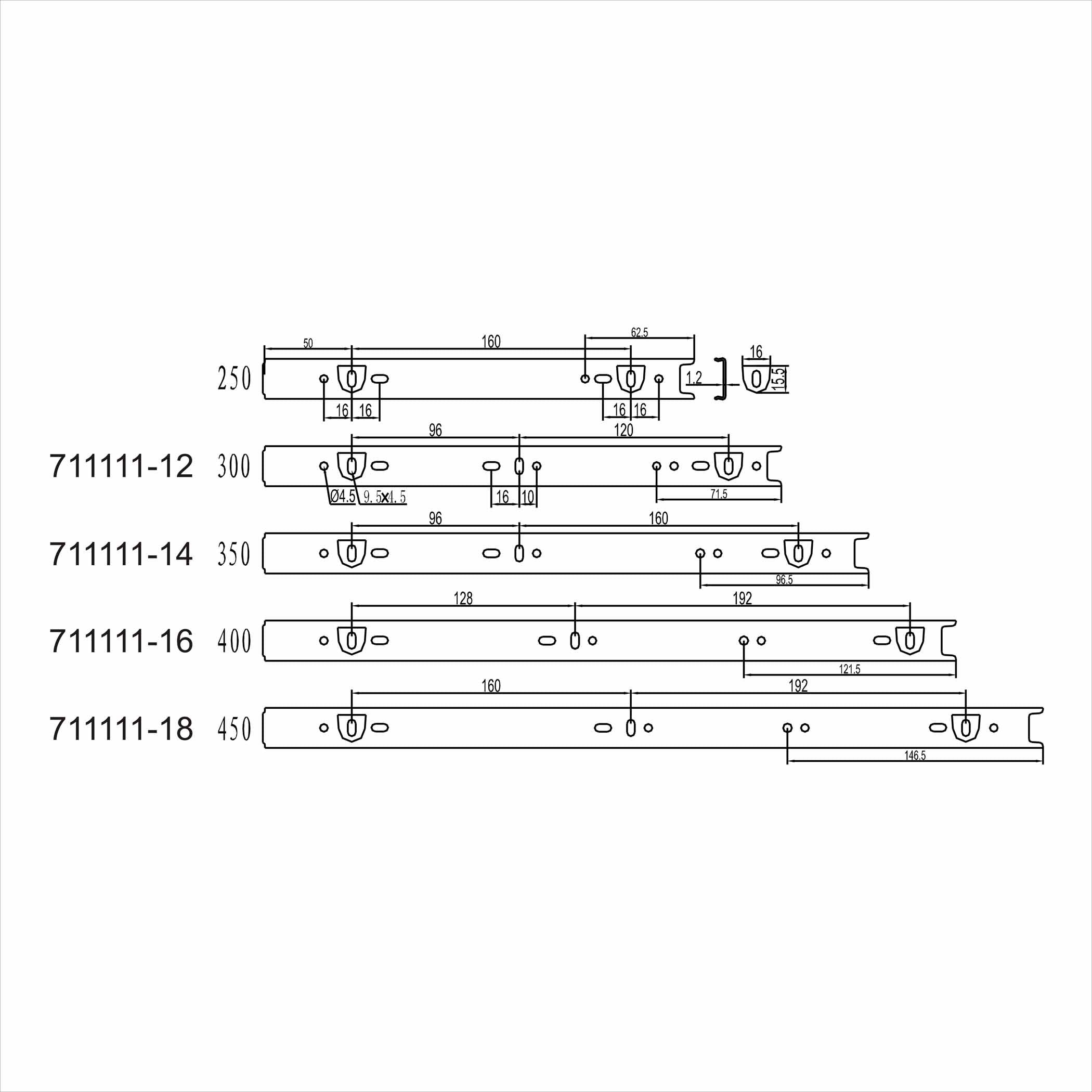 711111 Drawer Roller Tripple 45mm Width
