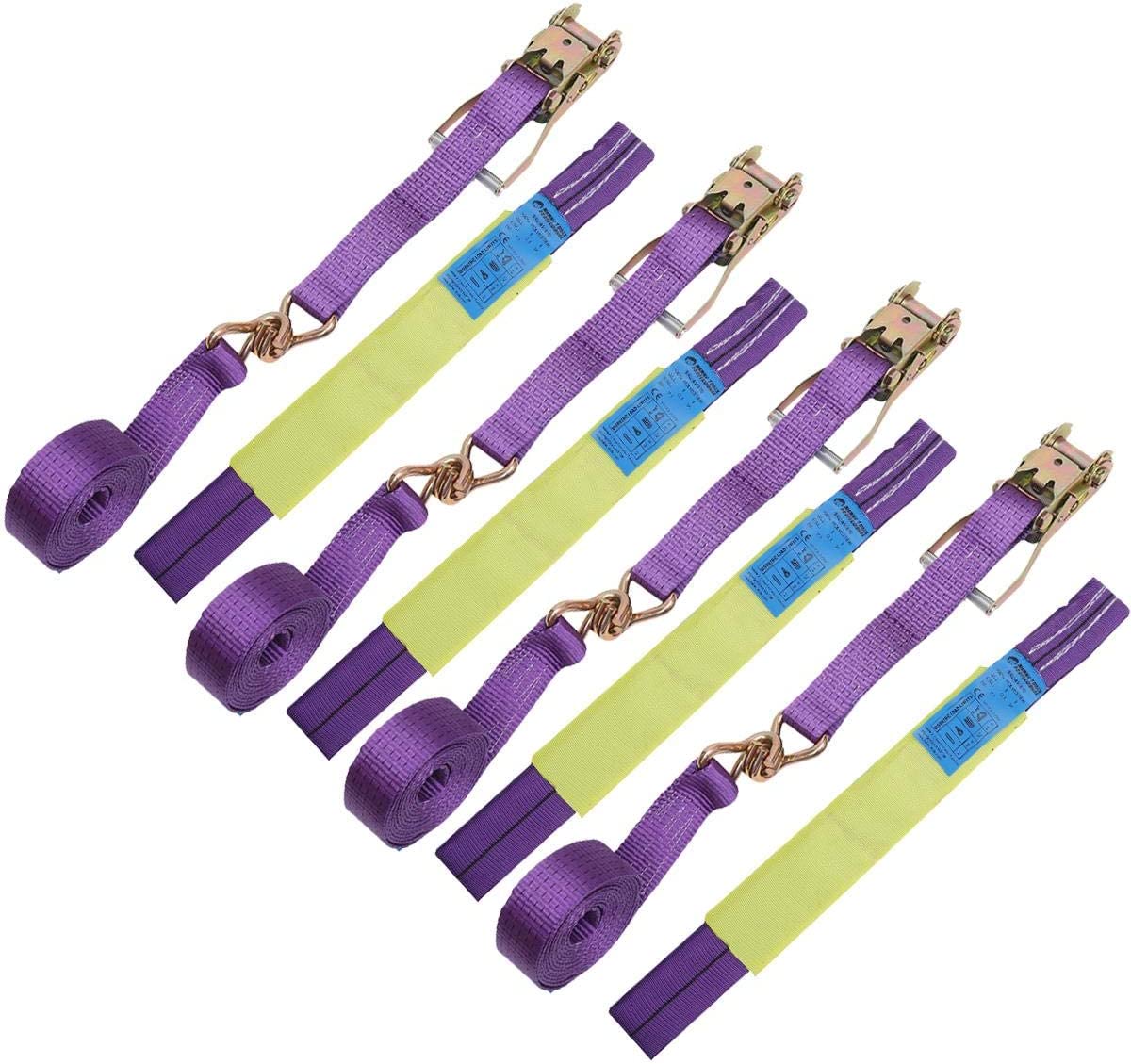 451870 Car Recovery Ratchet Tie Down Straps - 4 Pieces