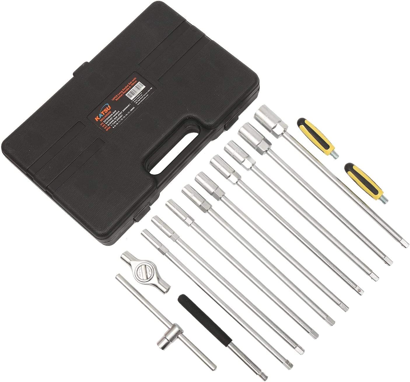 435202 Extra Long Socket Set with Ratchet Handle 8-19mm