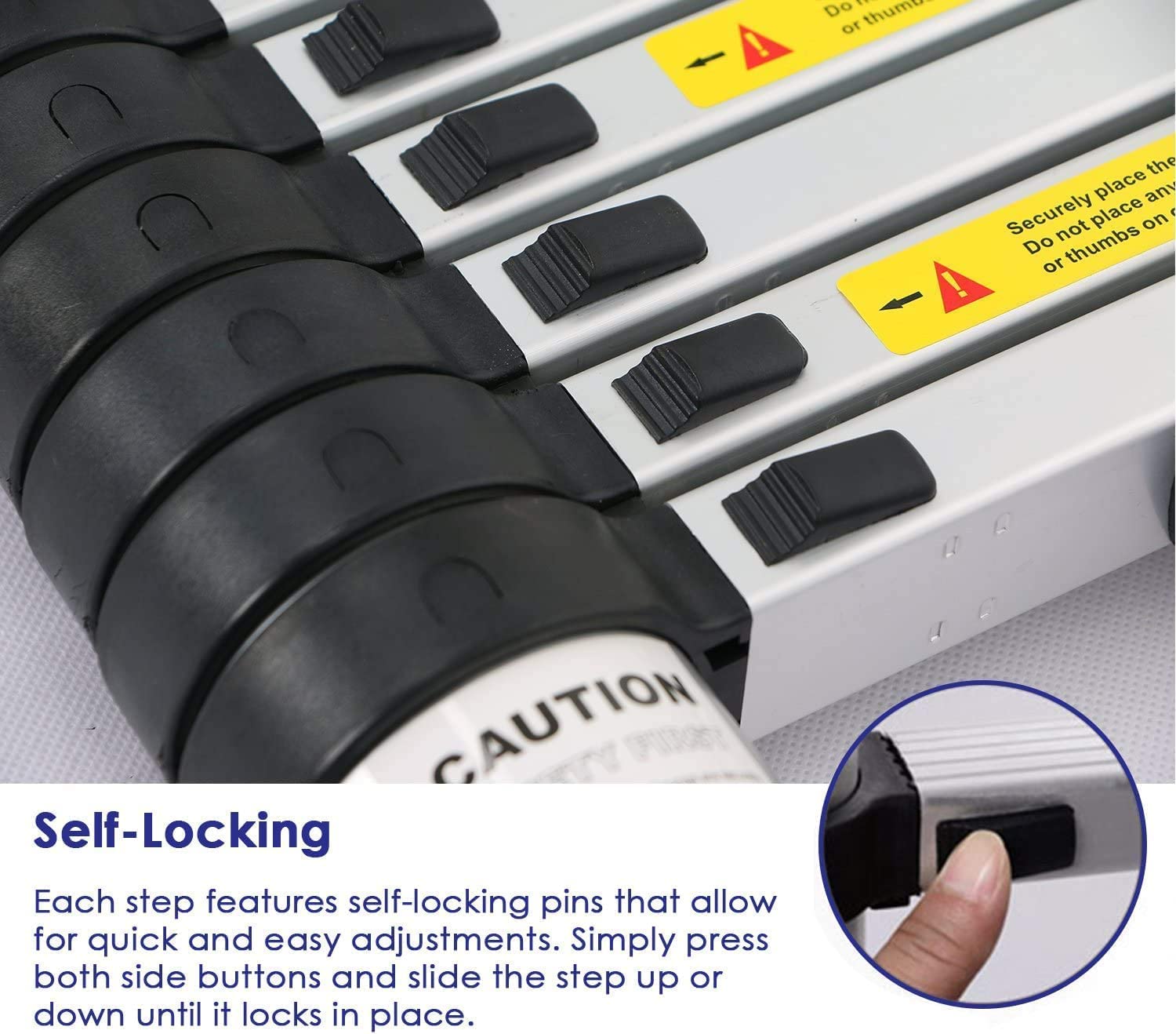 T338410 Aluminium Telescoping Ladder Lightweight 2M