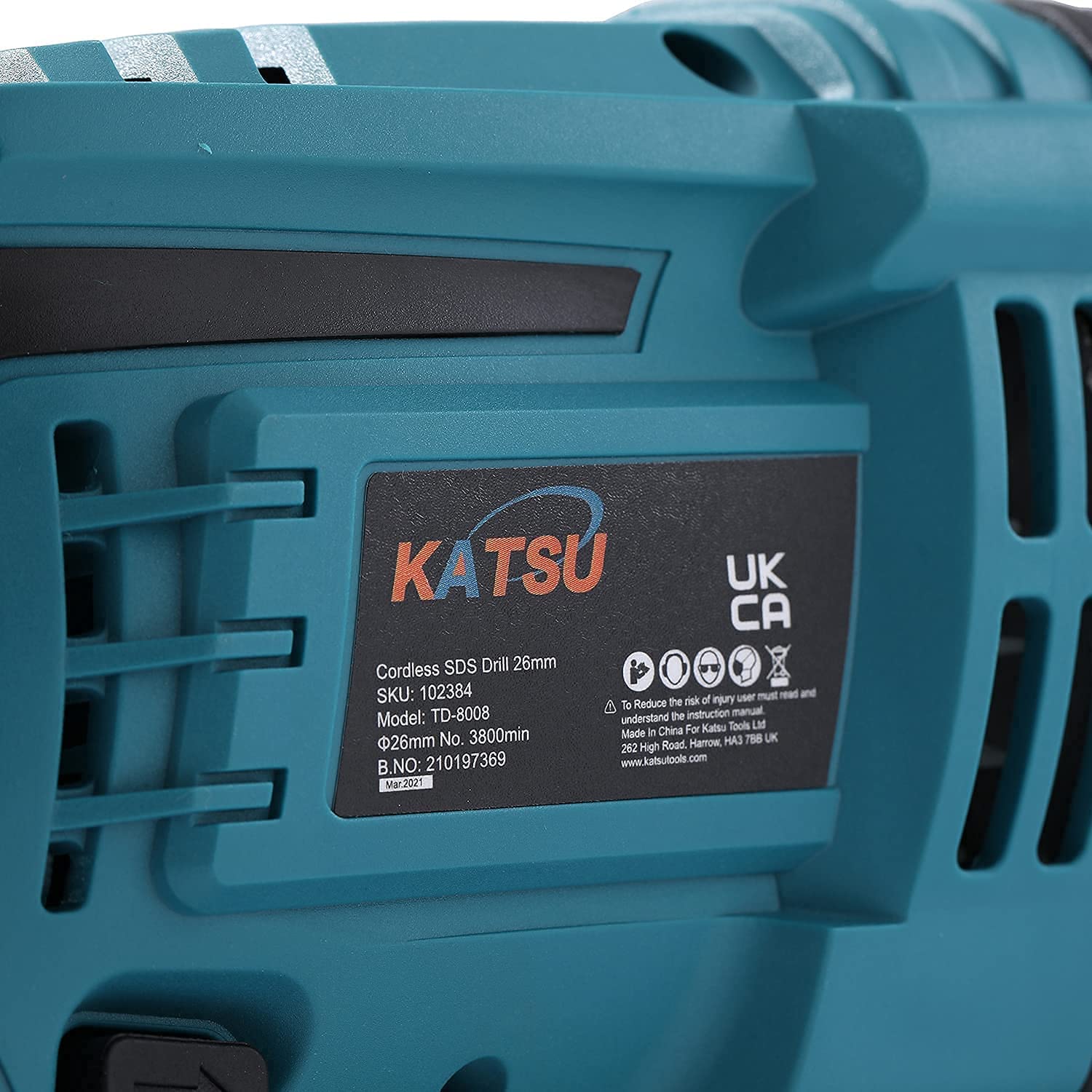 KATSU FIT-BAT 21V Cordless Brushless Motor SDS Rotary Hammer Drill 26mm Without Batteries