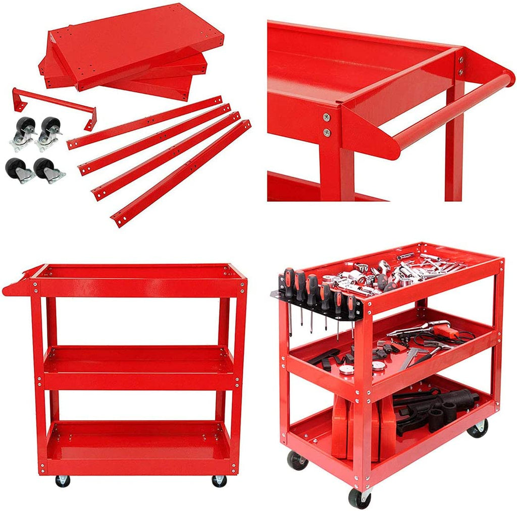 T415020 3 Tier Shelf Tool Cart Storage Wheel Trolley