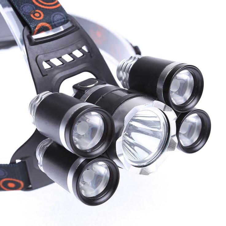 7753903 Rechargeable Head Torch Light 5 Bulbs COB