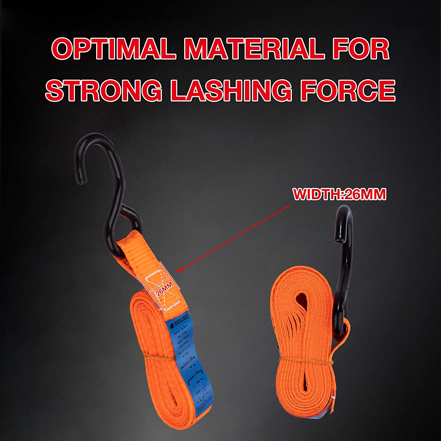 451805 KATSU Ratchet Tie Down Lashing Strap 4 Pack, 500kg 4.5m 25mm