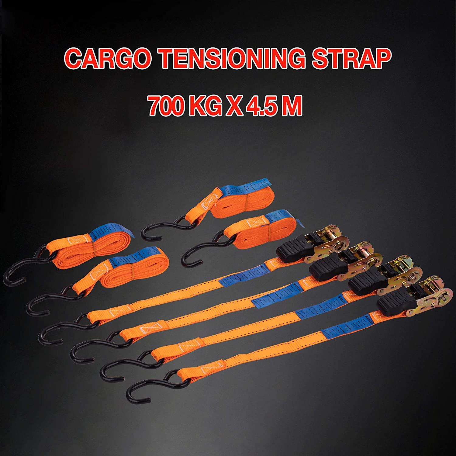 451805 KATSU Ratchet Tie Down Lashing Strap 4 Pack, 500kg 4.5m 25mm