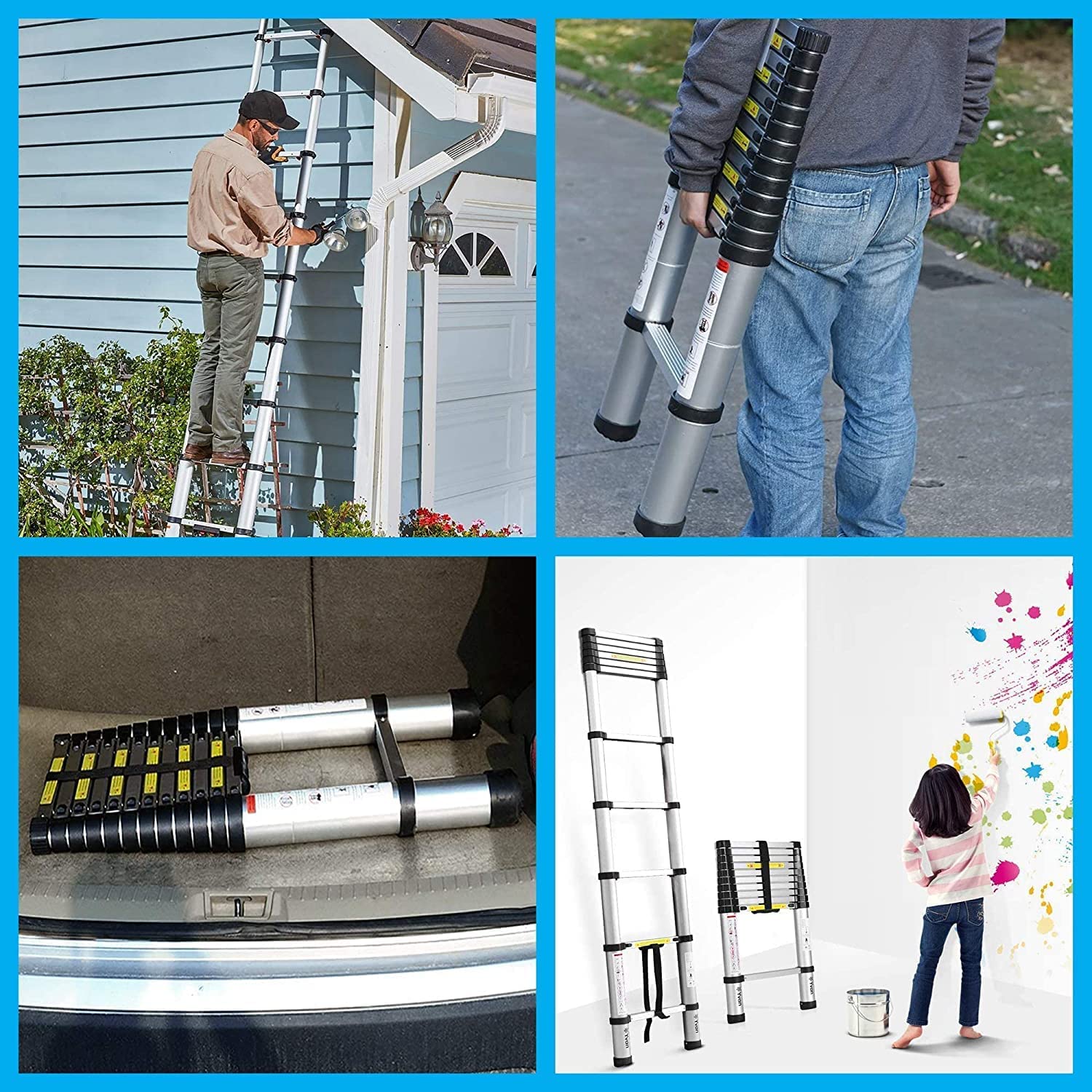 T338410 Aluminium Telescoping Ladder Lightweight 2M