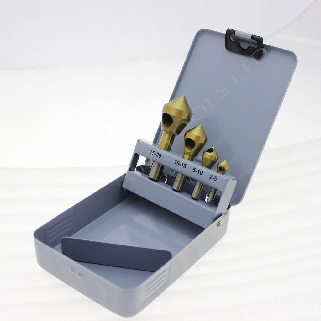 4PC HSS Countersink Drill Bits 2 - 20mm طقم ريش لتخويش الستانليس