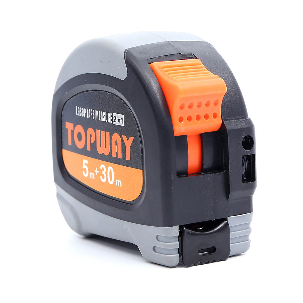 311091 Two In one Laser measuring tape, 5MX30M TOPWAY