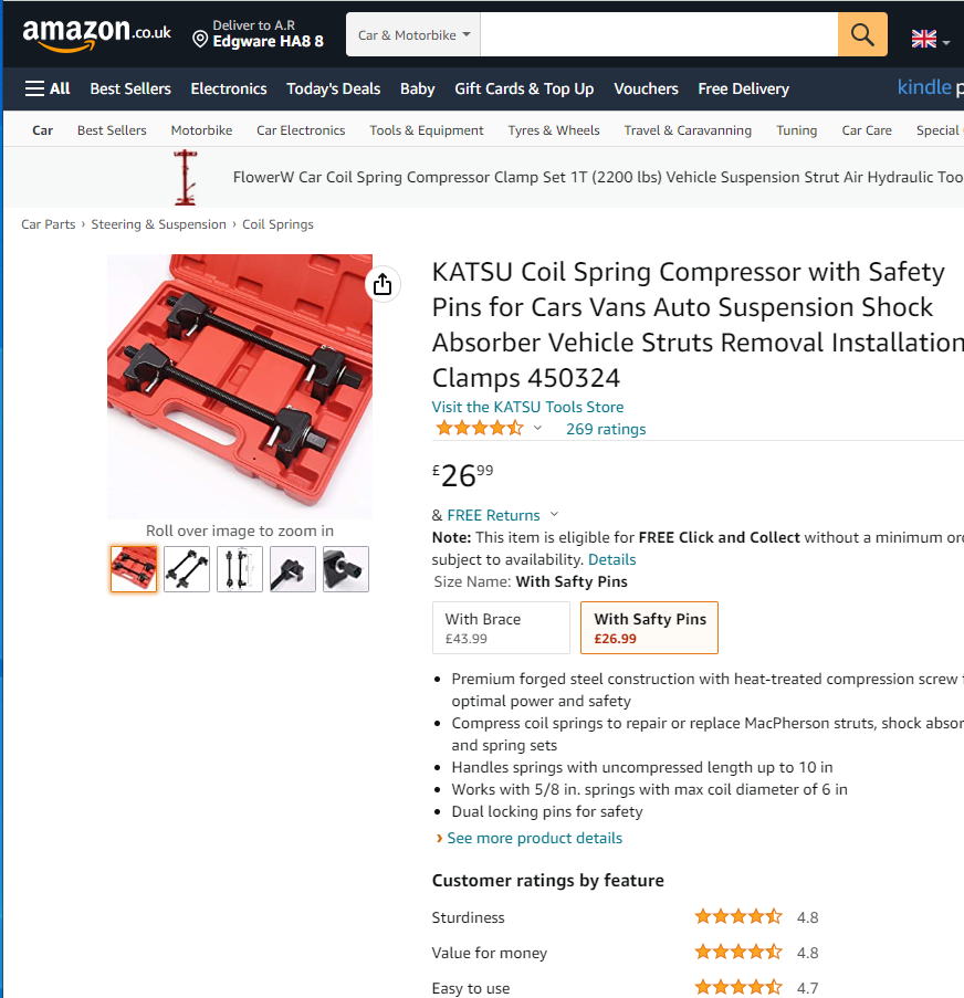 KATSU Coil Spring Compressor with Safety Pins