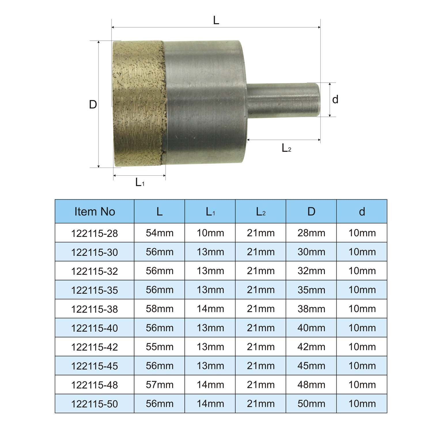 Glass Core Bit 4mm to 50mm قوارة زجاج من 4 ملم الى 50 ملم